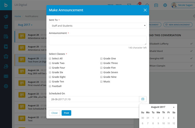 Centralised communication between teachers and parents